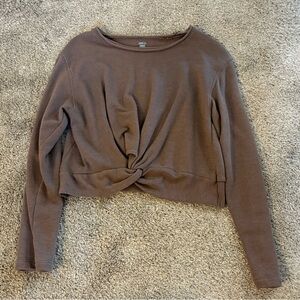 Aerie L Cropped Sweatshirt, Brown